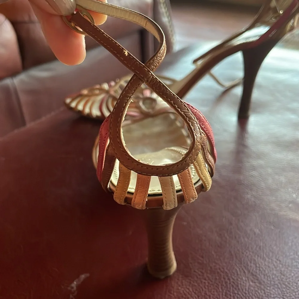 Casadei Multicolor Strappy 3” heel Sandals, Size 8B - Picture 3 of 10